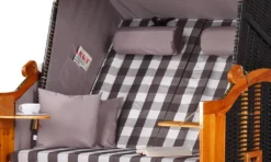 Strandkorb - Bene Living - Ostsee - Karo/grau - PE Schwarz -Grünwelt Exporteren Garten-Winkel 842636841b5c0d8c3c43e03d945daba3