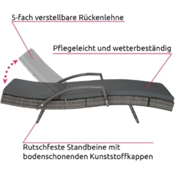 Tectake Aluminium Rattan Sonnenliege Océane - Grau -Grünwelt Exporteren Garten-Winkel 8453049e9f80c5e925ebd16ac2efbe32