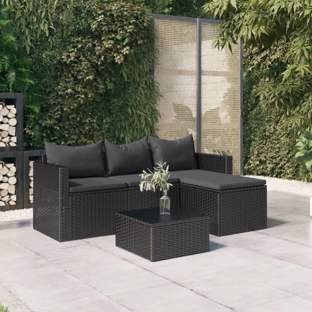 VidaXL Garten-Lounge-Set Schwarz Poly Rattan 2 VidaXL Garten-Lounge-Set Schwarz Poly Rattan – Bild 2
