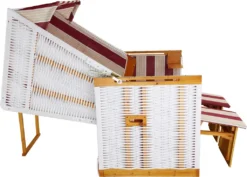 Tectake Strandkorb Mit Polster, Verstellbar, Inkl. Schutzhülle - Rot/weiß -Grünwelt Exporteren Garten-Winkel 84c36b9eb31d0a3423579eae0b2fc63e