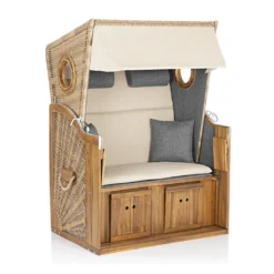 Hoberg Premium 2-Sitzer-Strandkorb Mit Bullaugen