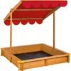 Tectake Sandkasten Emilia Mit Verstellbarem Dach 120x120x120cm - Rot