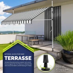Tillvex Balkonmarkise 400 Cm Grau/Weiß Gelenkarm Markise Klemmmarkise Sonnenmarkise Balkon Ohne Bohren -Grünwelt Exporteren Garten-Winkel 851b687400cb1f4a42f2faabc4d1500a