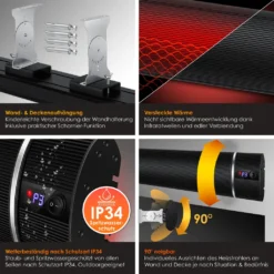 KESSER® Dunkelheizstrahler Heizstrahler Mit Fernbedienung & WiFi APP Terrassenheizer Infrarot-Heizstrahler Wand-Heizstrahler Schwarzstrahler Quarzstrahler Terrassenstrahler Balkonheizer Timer, Farbe:Schwarz, Größe:2400W 12 KESSER® Dunkelheizstrahler Heizstrahler Mit Fernbedienung & WiFi APP Terrassenheizer Infrarot-Heizstrahler Wand-Heizstrahler Schwarzstrahler Quarzstrahler Terrassenstrahler Balkonheizer Timer, Farbe:Schwarz, Größe:2400W -Grünwelt Exporteren Garten-Winkel 860e70f89c1cbdf871f16fb70905b654