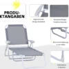 Outsunny Sonnenliege, Klappbare Strandliege, 4-stufige Gartenliege, Textil, Grau, 186 X 66 X 80 Cm
