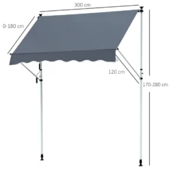 Outsunny Markise Klemmmarkise Sonnenschutz Faltarm Handkurbel Balkon Alu Cremeweiß 3x1,2cm -Grünwelt Exporteren Garten-Winkel 8649d07fba28859231726c606391aa76