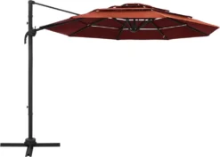 VidaXL Sonnenschirm Mit Aluminium-Mast 4-lagig Terrakottarot 3x3 M -Grünwelt Exporteren Garten-Winkel 8766987e097320560bd36cdf53b6c6ba