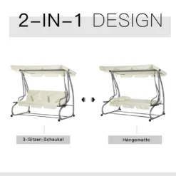 Outsunny Schaukelstuhl 3-Sitzer Hollywoodschaukel Gartenschaukel Mit Sitz- Und Rückenlehnen Tablett Sitzbank Schwingbank Dachwinkel Verstellbar Stahlrohr Oxford-Stoff Beige 200 X 120 X 164 Cm -Grünwelt Exporteren Garten-Winkel 882f1ae341cbd9461a958a45e06b59bb