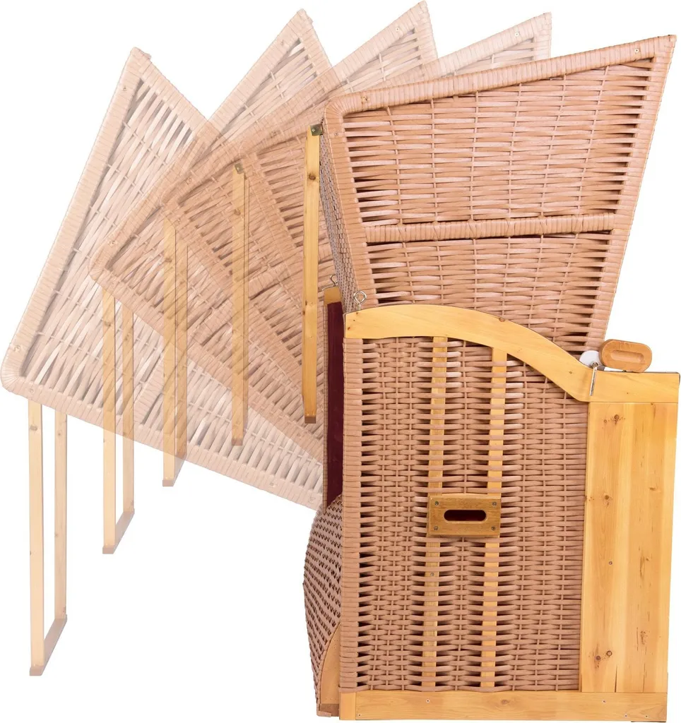 Strandkorb Ostsee XXL Volllieger 2 Sitzer - 120 Cm Breit - Burgund Rot Weiß Inklusive Schutzhülle, Ideal Für Garten Und Terasse 5 Strandkorb Ostsee XXL Volllieger 2 Sitzer - 120 Cm Breit - Burgund Rot Weiß Inklusive Schutzhülle, Ideal Für Garten Und Terasse – Bild 5