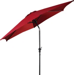 COSTWAY Ø270cm Sonnenschirm Sechseck Gartenschirm Marktschirm Terrassenschirm Strandschirm Ampelschirm Kurbelschirm Weinrot -Grünwelt Exporteren Garten-Winkel 8842d5ab06d285e57d00c6df07b16f13