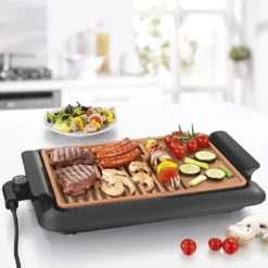 GOURMETmaxx Tischgrill Rauchfrei Beef Grill BBQ Tisch Elektro Balkon Garten Rauchfrei 220 °C Schwarz