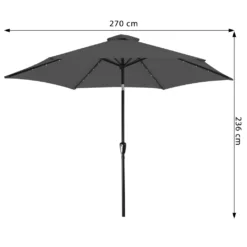 Kingsleeve Sonnenschirm LED Beleuchtung 270 Cm Groß Rund Solar Alu Knickbar Stabil Marktschirm Gartenschirm Terrassenschirm Garten Terrasse Balkon, Farbe:anthrazit -Grünwelt Exporteren Garten-Winkel 88d8e805ab18ef60d284d4e0648cef6a