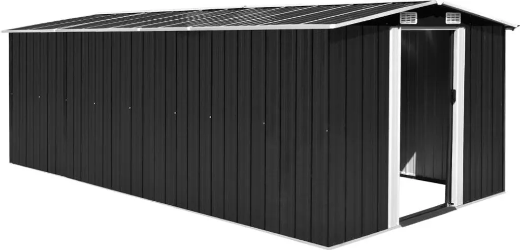 VidaXL Gerätehaus 257x489x181 Cm Metall Anthrazit 1 VidaXL Gerätehaus 257x489x181 Cm Metall Anthrazit