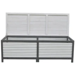 Mucola Auflagenbox 140CM Kissenbox Holz Gartentruhe Gartenbox Auflagentruhe Truhe Grau -Grünwelt Exporteren Garten-Winkel 8adaf1329ff88eab9d1b0c2345184ec1