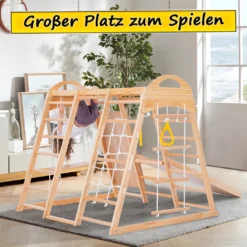 7in1 Klettergerüst Indoor, Outdoor Kletterwand Mit Schaukel Kletterleiter Rutsche Klettersteig Ein Netz Zum Klettern Ringe, Multifunktion Klettergerüste Für Kinder Ab 3 Jahre -Grünwelt Exporteren Garten-Winkel 8b7c55bfaeb739fe93d3ffb38856ff1c