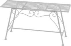 Gartenbank LORIN, Metallbank Weiß Eisen Rostoptik Parkbank Gartenmöbel Sitzbank