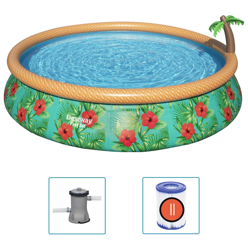 Bestway Fast Set™ Pool-Set Mit Filterpumpe "Paradise Palms", Rund, 457x84cm, 57416 14 Bestway Fast Set™ Pool-Set Mit Filterpumpe "Paradise Palms", Rund, 457x84cm, 57416 – Bild 14