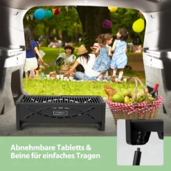 COSTWAY Tragbarer Holzkohlegrill Mit Elektrischer Bratgabel, Leichte Outdoor-Grill, Abnehmbaren Beinen, Campinggrill Für BBQ, Camping, Picknick, Party, Garten, Grillfläche: Ca. 46 X 20 Cm -Grünwelt Exporteren Garten-Winkel 8da4460ab584ca7c1e29ba3b9cd931b6