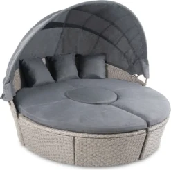 Di Volio Polyrattan Sonneninsel MILANO - Garteninsel Mit Faltbarem Sonnendach & Hocker-Tisch Im Exklusiven Rattan-Design Inkl. Zwei Fleecedecken -Grünwelt Exporteren Garten-Winkel 8e10cae1bbc2a9029b5b3d2d694fda3e