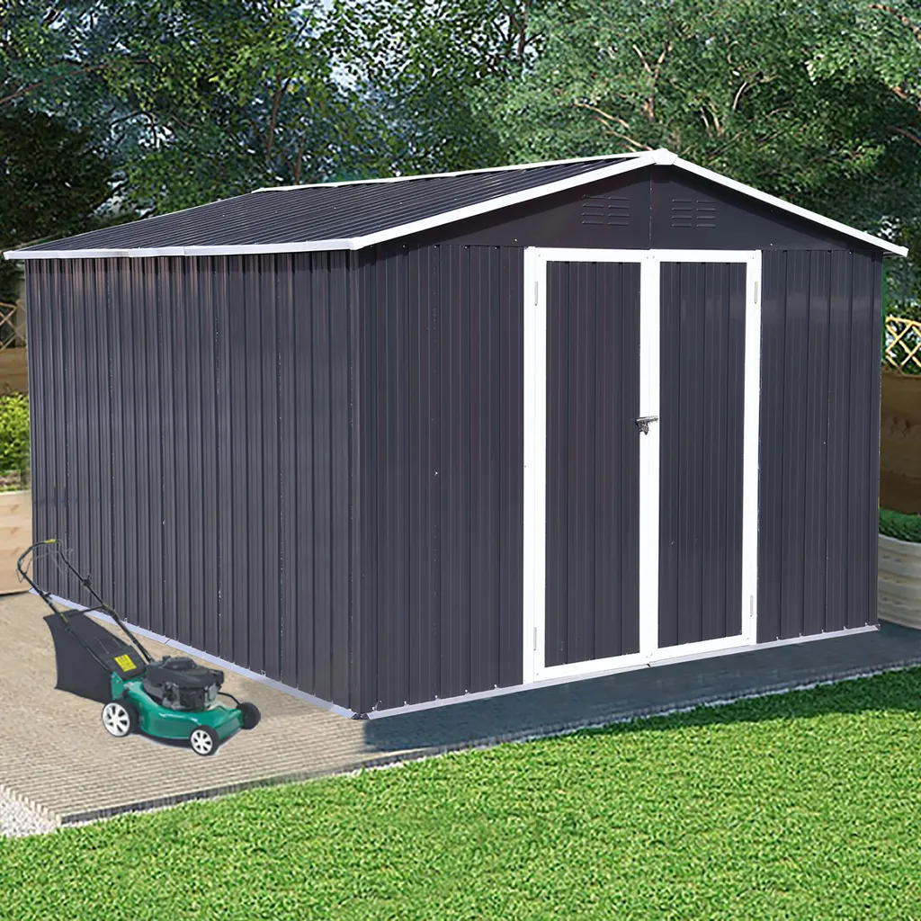 Metall XXXL Gerätehaus 305x254x191cm Mit Fundament Satteldach Geräteschuppen Garten Schuppen Pultdach Schwarz 9 Metall XXXL Gerätehaus 305x254x191cm Mit Fundament Satteldach Geräteschuppen Garten Schuppen Pultdach Schwarz – Bild 9