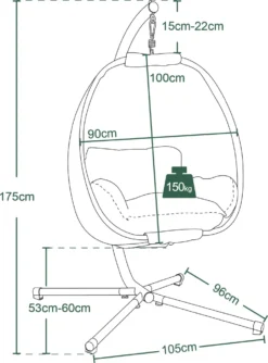 MCombo Hängesessel Hängestuhl Schaukel Korb Inkl. Gestell Hängekorb Kissen -Grünwelt Exporteren Garten-Winkel 8e71b54f32aaa158471e9956c549341c