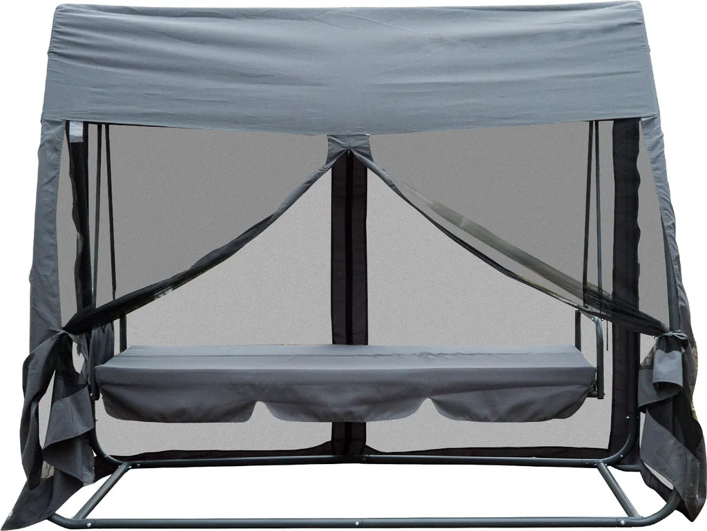 Outsunny Hollywoodschaukel Schaukelbank Gartenliege 3-Sitzer Mit Seitenwänden Grau 240x140x197cm 7 Outsunny Hollywoodschaukel Schaukelbank Gartenliege 3-Sitzer Mit Seitenwänden Grau 240x140x197cm – Bild 7