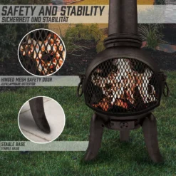 Jago® Terrassenofen Mit Funkenfluggitter - Aus Gußeisen Im Klassischen Design, 108cm Hoch, Inklusive Schürhaken, Funkenschutz - Vintage Gartenofen, Rustikaler Look, Gartenkamin, Feuerstelle, Feuerkorb -Grünwelt Exporteren Garten-Winkel 8f3e0efd1b64a729357a3aa1c50d2195