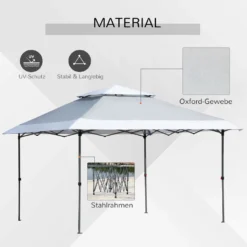 Outsunny Faltpavillon Pop-Up-Zelt Gartenpavillon Rollentasche Oxford-Gewebe 3,6 X 3,6m Hellgrau+Weiß -Grünwelt Exporteren Garten-Winkel 8fba04b6cb0d85814f260a01e3950889