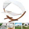 Clanmacy Hängematten Mit Gestell Holz+Dach Hänggematte Hänggemattengestell Hammock Bis 200kg Outdoor 2 Personen