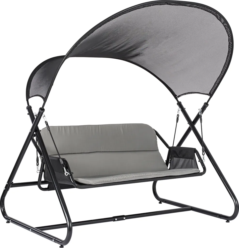 SoBuy OGS58-HG Hollywoodschaukel Schaukelstuhl Gartenschaukel Schwingbank Gartenbank Mit Sonnendach Grau Belastbarkeit 300 Kg BHT Ca: 164x184x152cm 2 SoBuy OGS58-HG Hollywoodschaukel Schaukelstuhl Gartenschaukel Schwingbank Gartenbank Mit Sonnendach Grau Belastbarkeit 300 Kg BHT Ca: 164x184x152cm – Bild 2