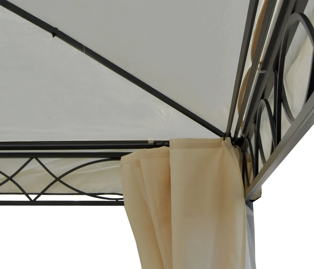 Pergola Calpe, Garten Pavillon, Stabiles 7cm-Gestell Mit Seitenwand + Moskitonetz Creme 4x4m 11 Pergola Calpe, Garten Pavillon, Stabiles 7cm-Gestell Mit Seitenwand + Moskitonetz Creme 4x4m – Bild 11