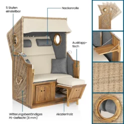 Hoberg Premium 2-Sitzer-Strandkorb Mit Bullaugen -Grünwelt Exporteren Garten-Winkel 90732fdd7e45d9b800c928244414ad1d