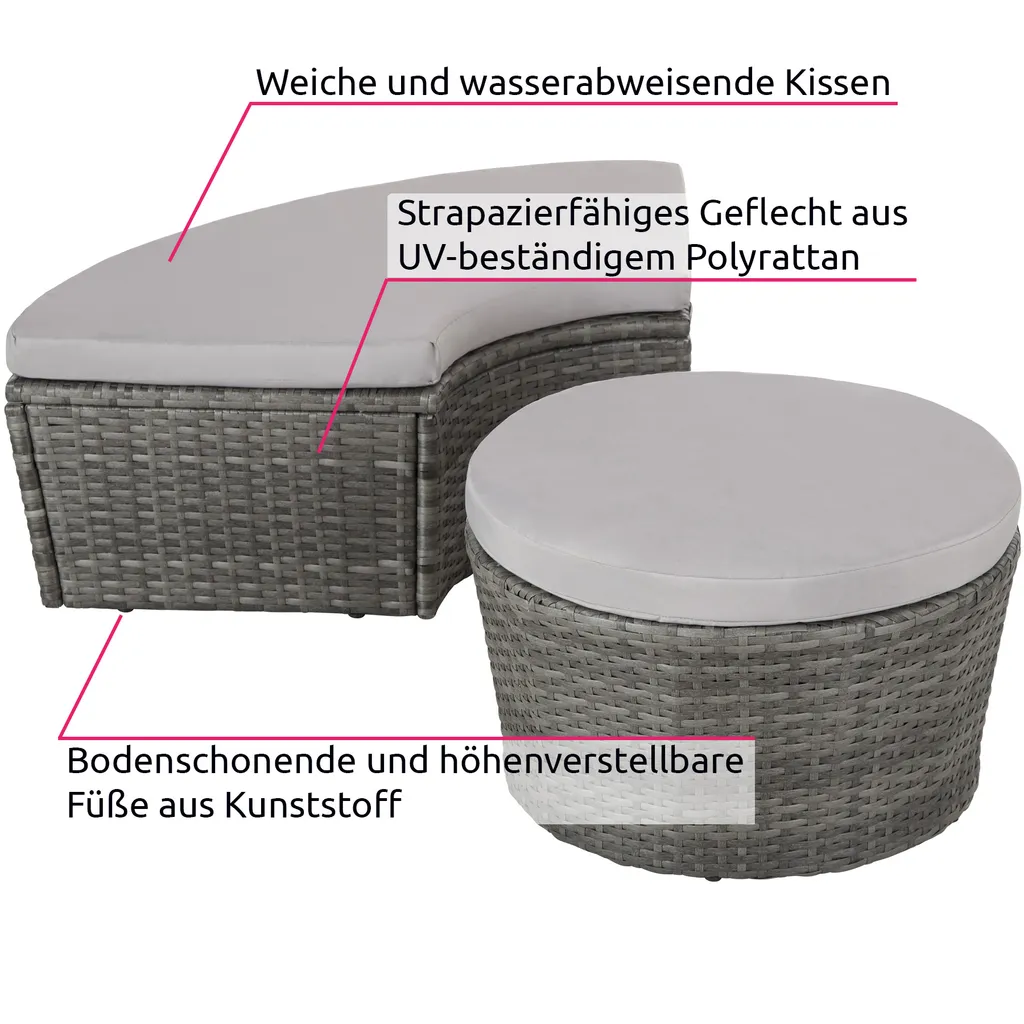 Tectake Sonneninsel Rattan Mit Aluminiumgestell Und Sonnendach - Grau 5 Tectake Sonneninsel Rattan Mit Aluminiumgestell Und Sonnendach - Grau – Bild 5