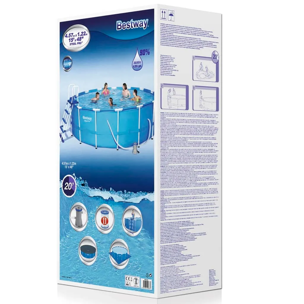 Bestway Steel Pro Max™ Frame Pool Komplett-Set, Rund, Mit Filterpumpe, Sicherheitsleiter & Abdeckplane 457 X 122 Cm 19 Bestway Steel Pro Max™ Frame Pool Komplett-Set, Rund, Mit Filterpumpe, Sicherheitsleiter & Abdeckplane 457 X 122 Cm – Bild 19