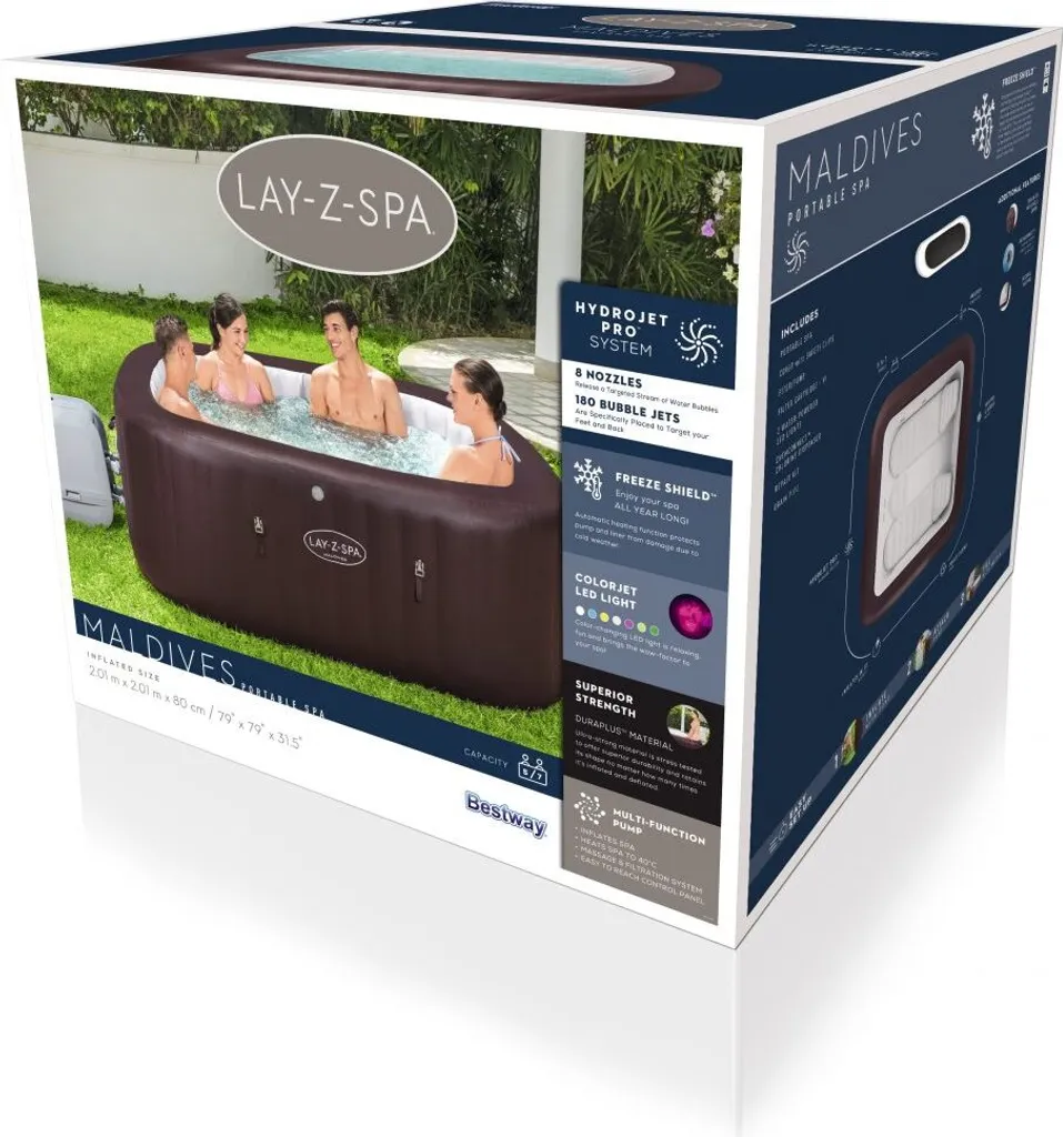 Bestway LAY-Z-SPA® Whirlpool Maldives HydroJet Pro™, Eckig, 201x201x80cm, 60033 12 Bestway LAY-Z-SPA® Whirlpool Maldives HydroJet Pro™, Eckig, 201x201x80cm, 60033 – Bild 12