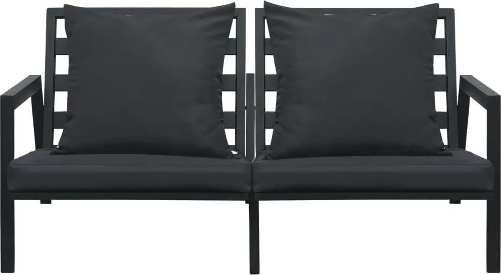 VidaXL 2-Sitzer-Gartensofa Mit Auflagen Dunkelgrau Aluminium 2 VidaXL 2-Sitzer-Gartensofa Mit Auflagen Dunkelgrau Aluminium – Bild 2