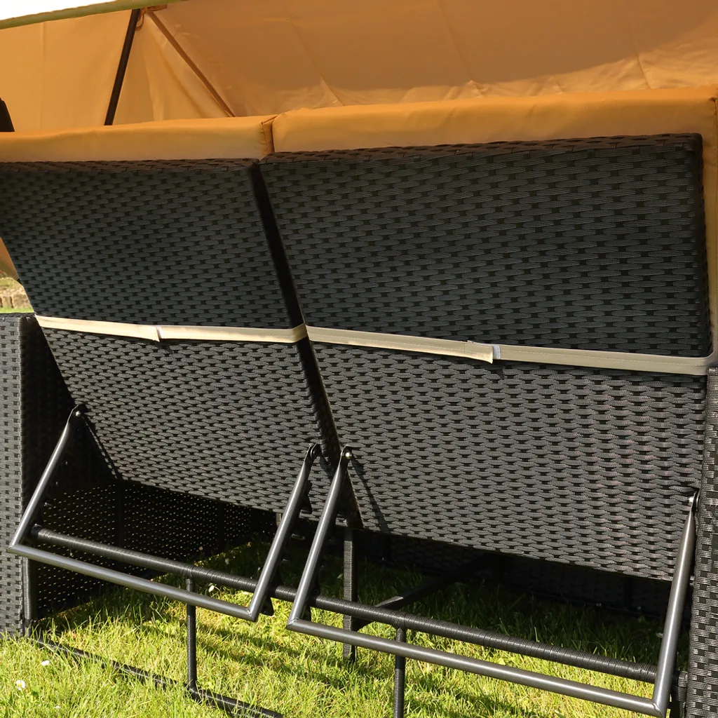 Mucola Sonnenbett Strandkorb Sonnenliege Rattan Bett Inkl. Dach Rattan - Schwarz Rattan Dach Rattan Strandkorb Liegebett Relaxliege 9 Mucola Sonnenbett Strandkorb Sonnenliege Rattan Bett Inkl. Dach Rattan - Schwarz Rattan Dach Rattan Strandkorb Liegebett Relaxliege – Bild 9