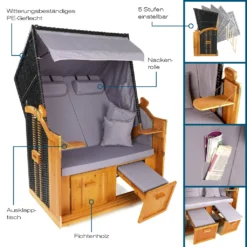 Strandkorb Ostsee XXL Hoberg Volllieger Gartenliege 2-Sitzer Fichte Verstellbar -Grünwelt Exporteren Garten-Winkel 934df7552ce9f1951e7ccbea12c7db44