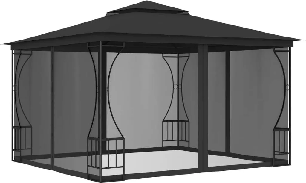 VidaXL Pavillon Mit Netz 300x300x265 Cm Anthrazit 1 VidaXL Pavillon Mit Netz 300x300x265 Cm Anthrazit