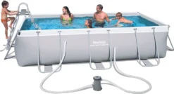 Bestway Power Steel™ Frame Pool-Set, Eckig, Mit Filterpumpe & Sicherheitsleiter 404 X 201 X 100 Cm