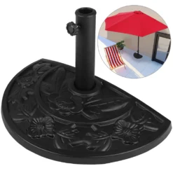 DEUBA Sonnenschirmständer Halbrund Balkon 9kg In Gussoptik Standfest Robust Aus Zement Hohe Standfestigkeit Schwarz 50cm X 31cm X 31cm Schirmständer