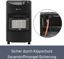 Juskys Keramik Gasheizung GS42US 4200 Watt Mit 3 Heizstufen, Druckregler & Schlauch - Mobil, Effizient & Energiesparend - Gasheizer Gasheizofen Gasheizgerät Heizstrahler -Grünwelt Exporteren Garten-Winkel 94ff4fa00db435ffc0b2a4c0a673200f