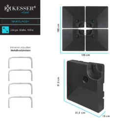 KESSER® Sonnenschirmständer 4-teilig Schirmgewicht Schirmständer Für Ampelschirm Bodenkreuz 90 Liter / 120 Kg Befüllbar Mit Wasser Oder Sand Inkl. Metallverbinder Ampelschirmständer Kunststoff, Farbe:Schwarz -Grünwelt Exporteren Garten-Winkel 9598f5fb319c39e21cc5b2bfb757b891