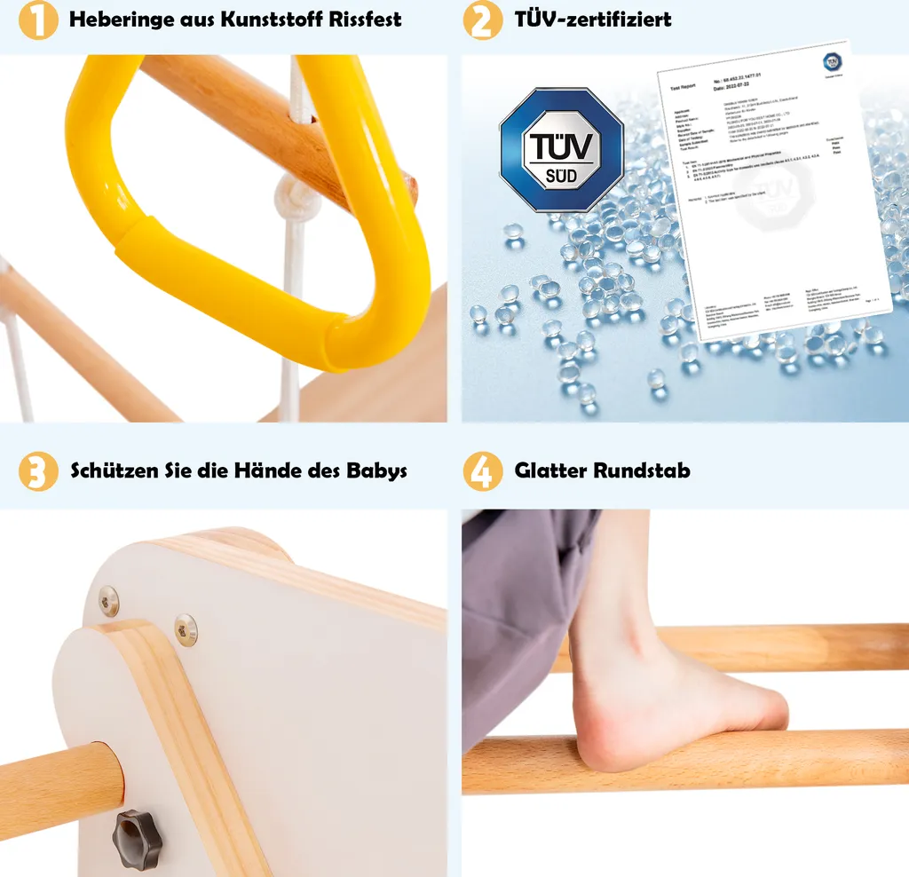 Merax 6-in-1 Multifunktions Kletterspielzeug Set Inkl. Rutsche Schaukel Klettergerüst Klimmzugsbereich Ringe Jungle Gym-Set, Indoor KlettergerüstSprossenwand Für Kinder, Massivholz, Natur 2 Merax 6-in-1 Multifunktions Kletterspielzeug Set Inkl. Rutsche Schaukel Klettergerüst Klimmzugsbereich Ringe Jungle Gym-Set, Indoor KlettergerüstSprossenwand Für Kinder, Massivholz, Natur – Bild 2