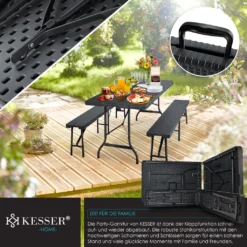 KESSER® Bierzeltgarnitur - 3-teilig Set, Tisch + 2 X Bank, Für Drinnen - Draußen, Klappbar, Tragegriffe, HxBxT: 73x180x75 Cm , Kunststoff, Rattan-Look Gartengarnitur , Klapptisch , Gartentisch, Farbe:Schwarz 13 KESSER® Bierzeltgarnitur - 3-teilig Set, Tisch + 2 X Bank, Für Drinnen - Draußen, Klappbar, Tragegriffe, HxBxT: 73x180x75 Cm , Kunststoff, Rattan-Look Gartengarnitur , Klapptisch , Gartentisch, Farbe:Schwarz -Grünwelt Exporteren Garten-Winkel 96a20124933b4342dd90102828df99b6