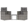 VidaXL 3-tlg. Garten-Lounge-Set Mit Kissen Poly Rattan Grau