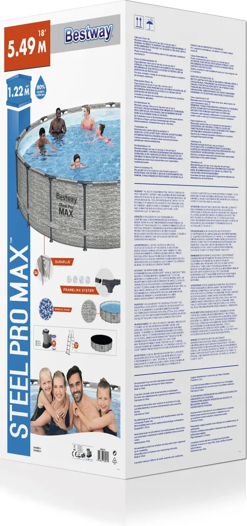Bestway® Steel Pro MAX™ Aufstellpool Komplett-Set Mit Filterpumpe Ø 549 X 122 Cm, Steinwand-Optik (Cremegrau), Rund 3 Bestway® Steel Pro MAX™ Aufstellpool Komplett-Set Mit Filterpumpe Ø 549 X 122 Cm, Steinwand-Optik (Cremegrau), Rund – Bild 3