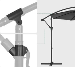 SONGMICS Sonnenschirm, Ø 300 Cm, Mit Ständer, Sonnenschutz UV-Schutz UPF 50+, Mit Kurbel Zum Öffnen Und Schließen, Grau GPU116G01 -Grünwelt Exporteren Garten-Winkel 972f78de73f502943fb2284171830042