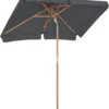 SONGMICS 200 × 125 Cm Holz-Sonnenschirm, Marktschirm, UV-Schutz UPF 50+, Gartenschirm, Terrassenschirm, Sonnenschutz, Ohne Ständer Grau GPU26GY