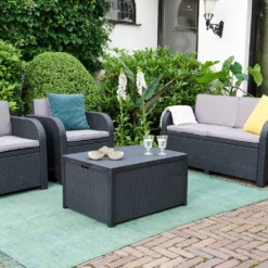 Allibert Arica Storebox Tisch Mit Kissenboxfunktion In Rattanoptik, Anthrazit -Grünwelt Exporteren Garten-Winkel 9796af046dbbdd25ff36e0feb0a01b37